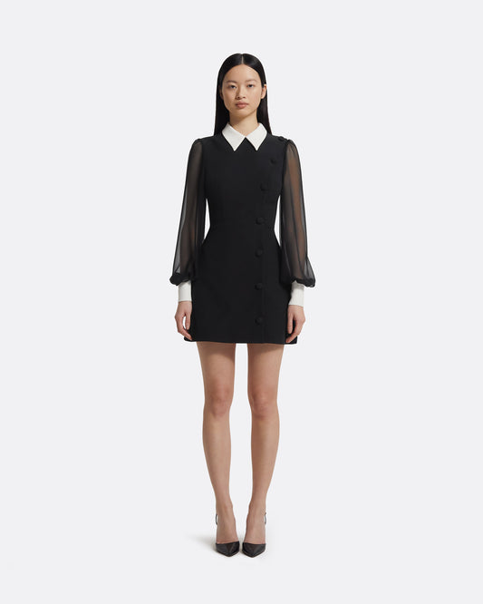 Karena Short Dress in Ivory on Black