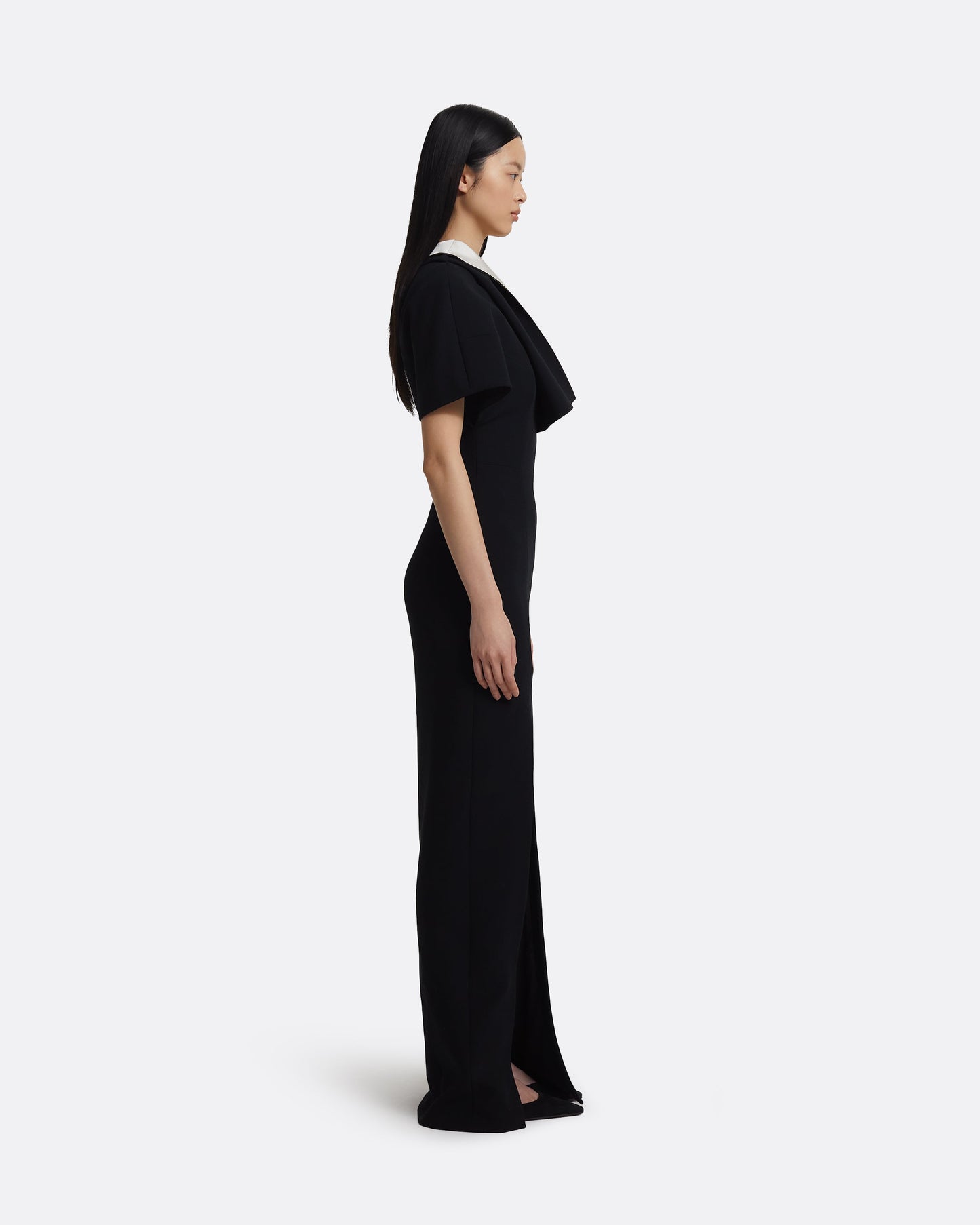 Yume Long Dress in Ivory on Black
