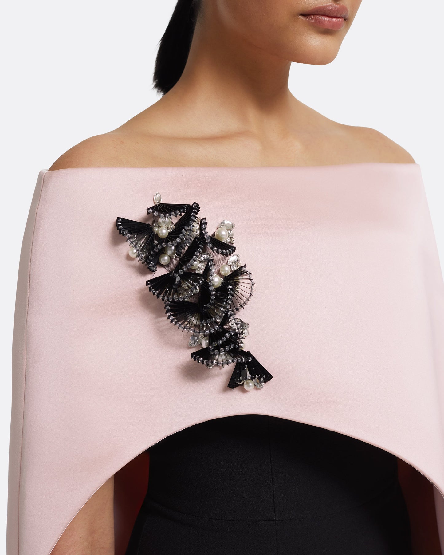 Azrael Long Dress & Maddox Harness in Lotus Bloom With Black Pearl