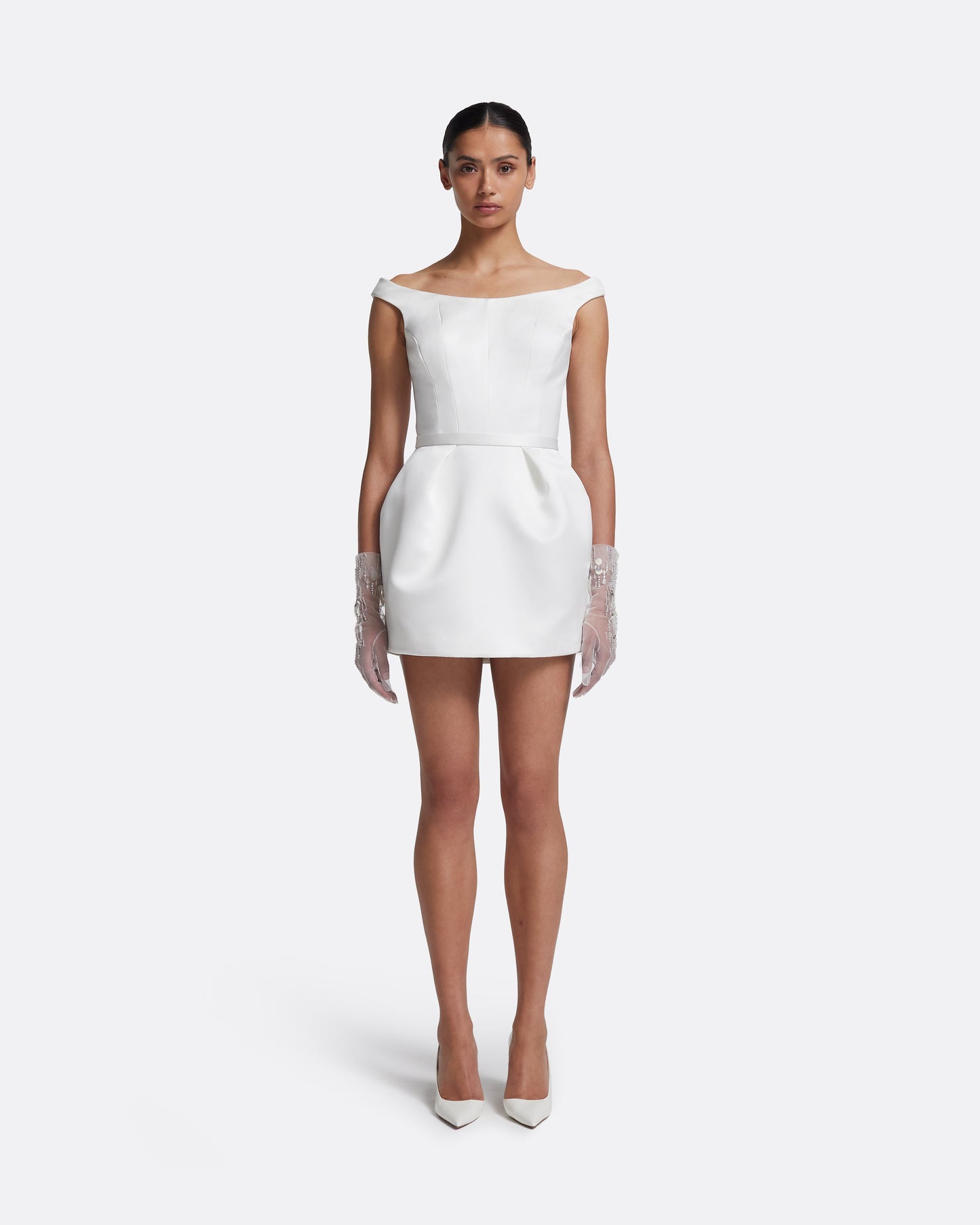 Senka Short Dress in Porcelain