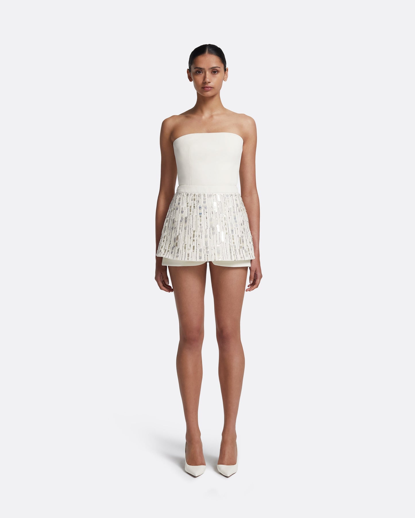 Matilda Skirt in Ivory with Crystal Embellishment
