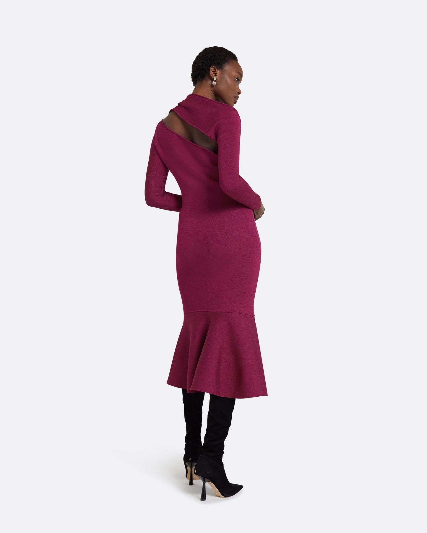 Annabel Burgundy Knit Midi Dress