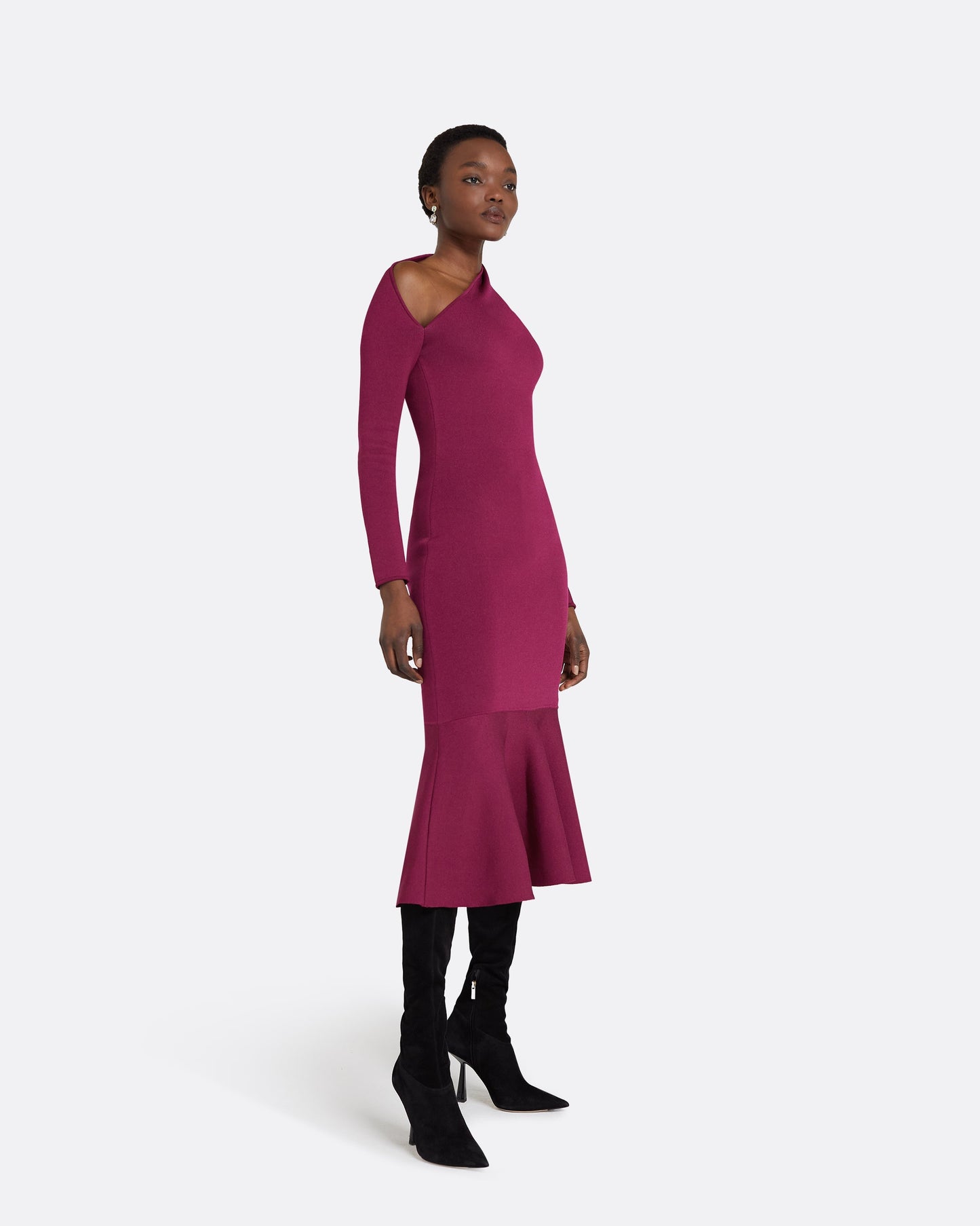 Annabel Burgundy Knit Midi Dress