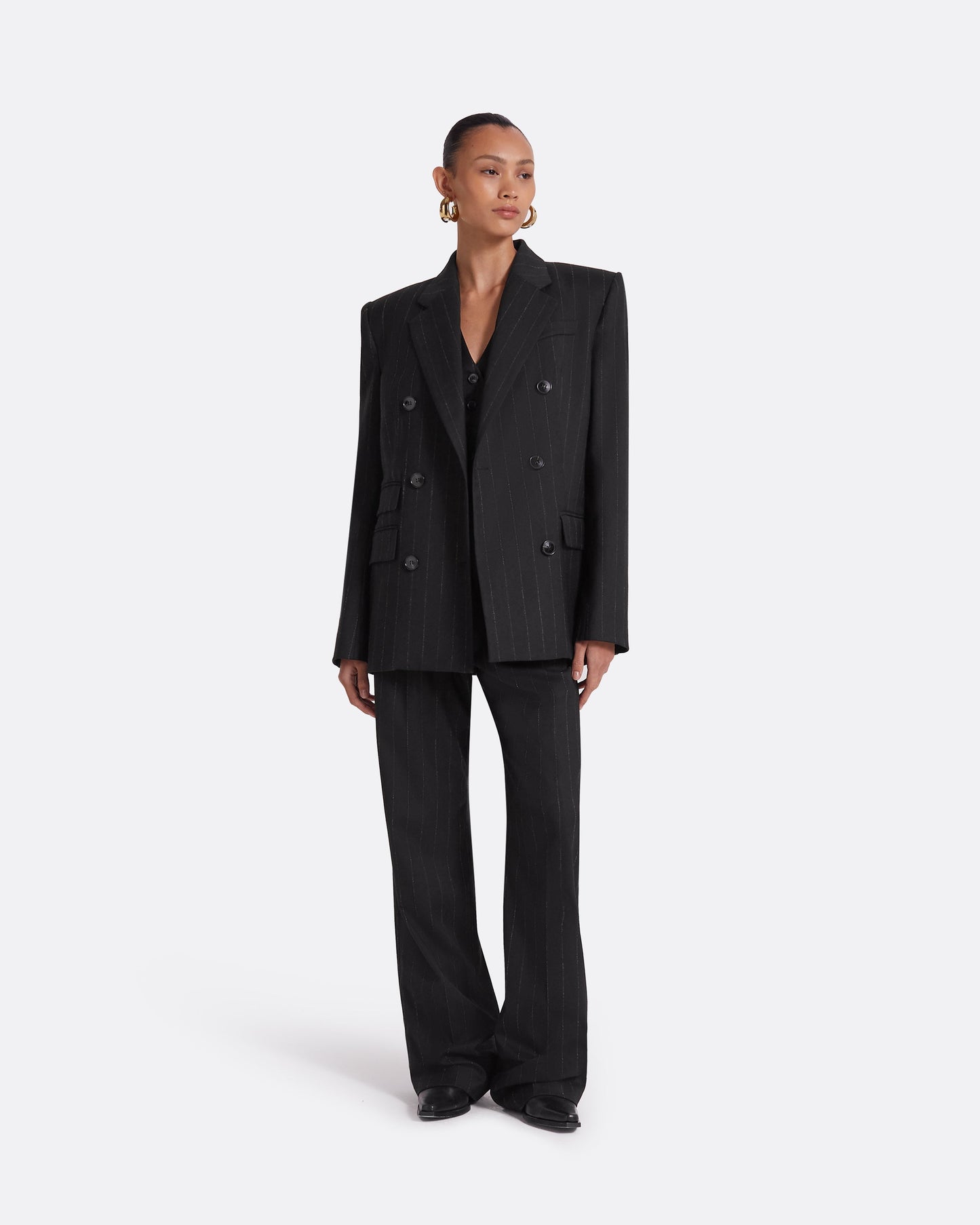 Ferna Black Pinstripe Trousers