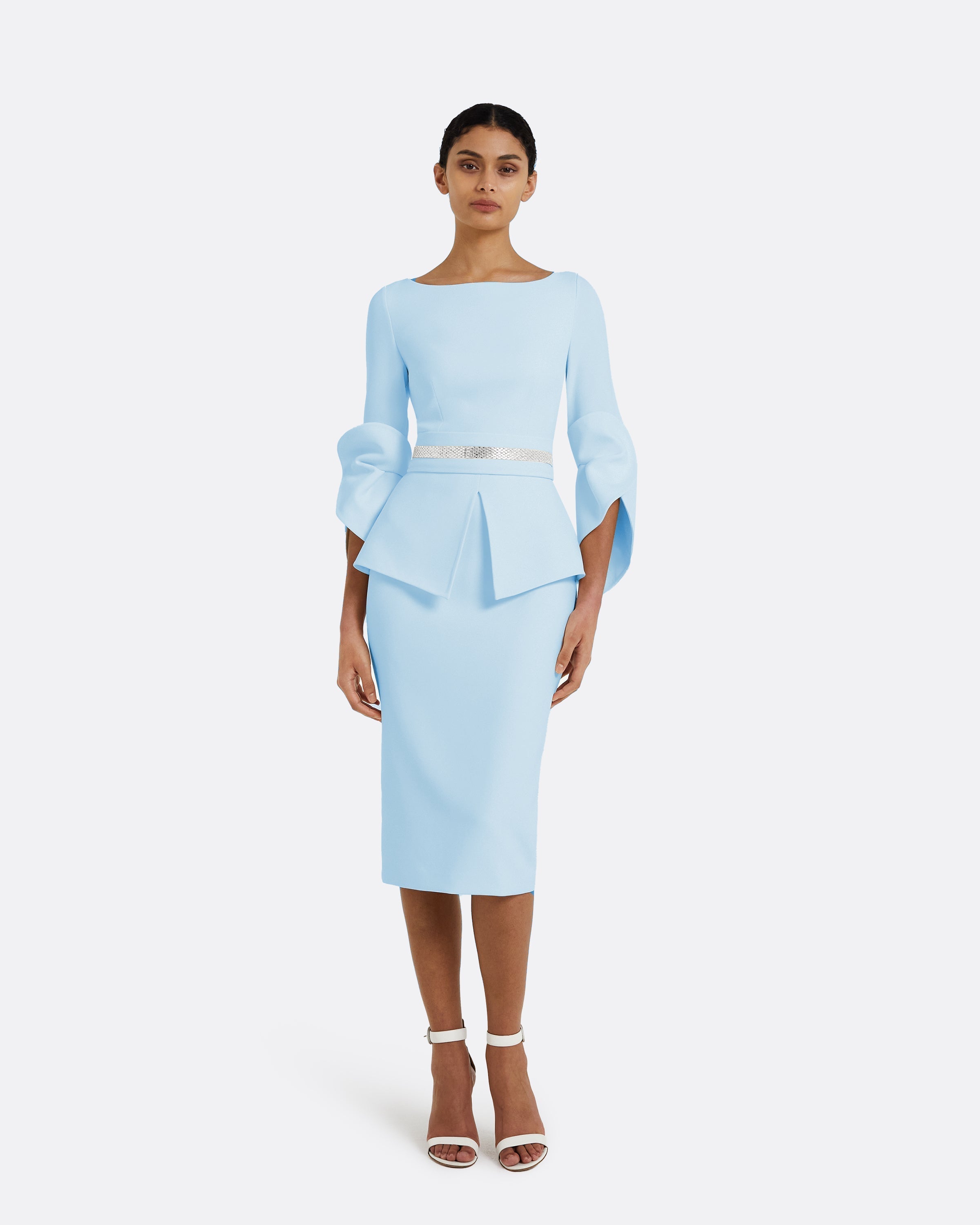 Safiyaa - Alondra Pale Blue Midi Dress FR38 - US6 - UK10 Safiyaa - Alondra Pale Blue Midi Dress FR38 - US6 - UK10