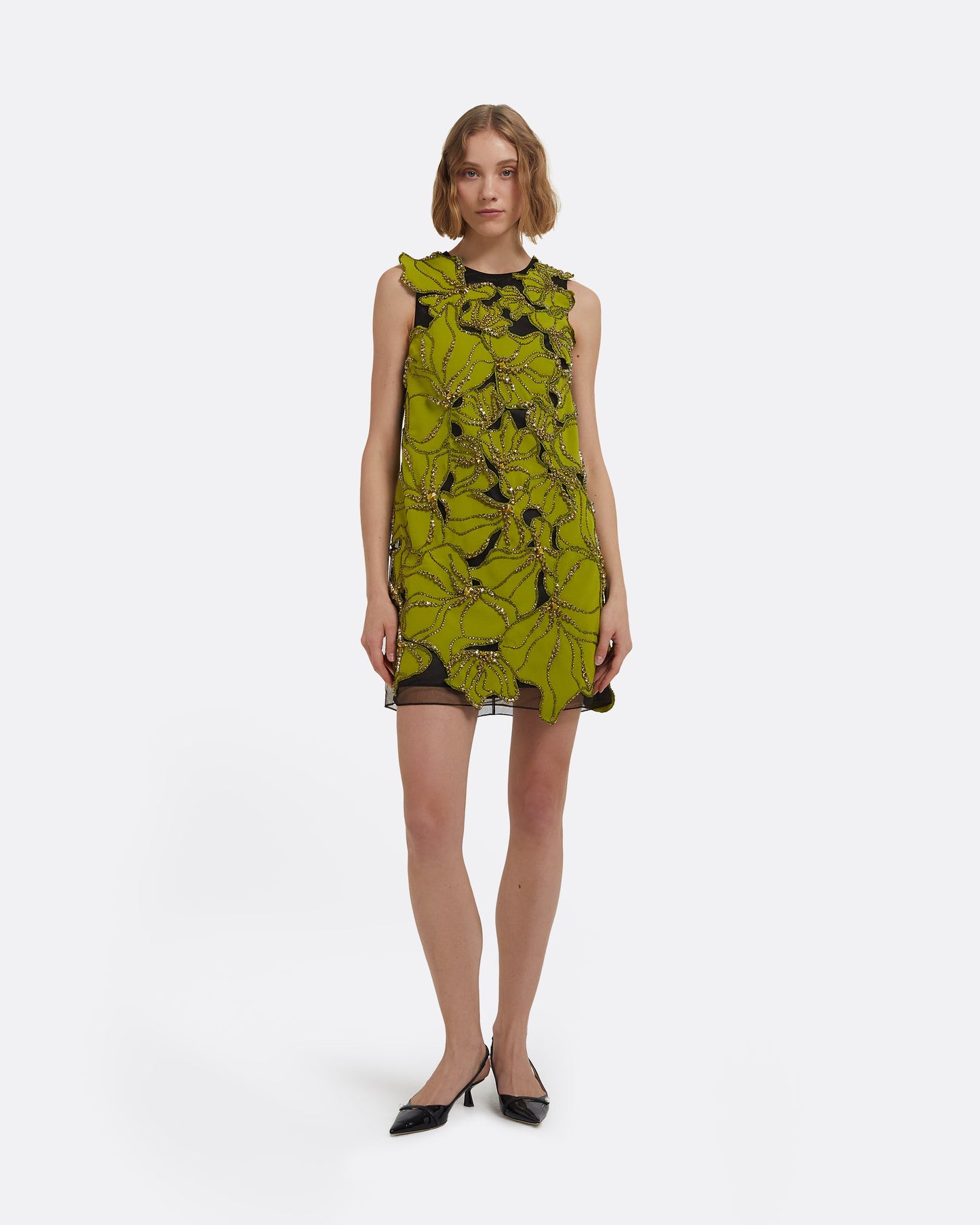 Amani Mini Dress in Woodbine with Embellishments