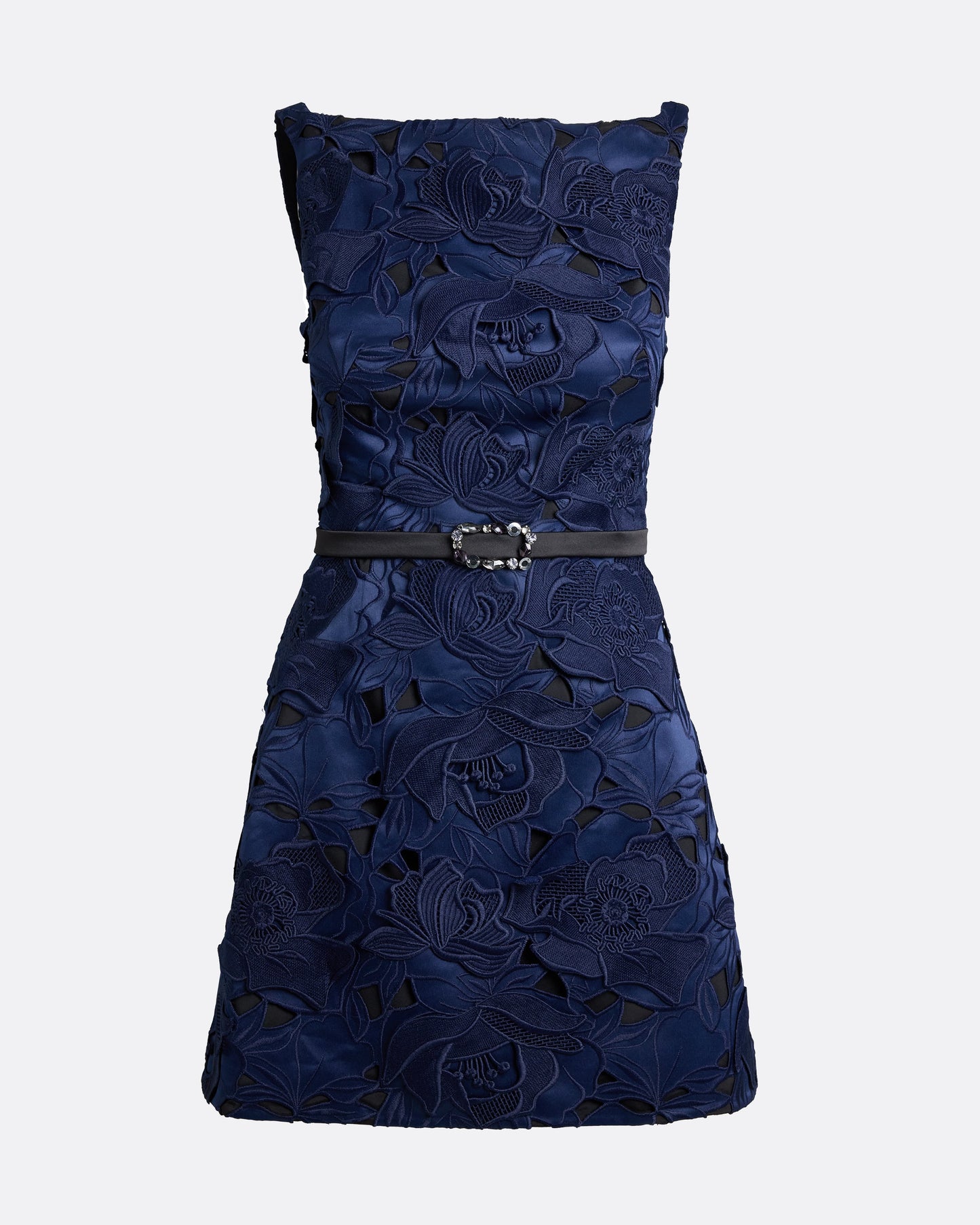 Gren Short Dress in Midnight Navy with Gunmetal Embellishments