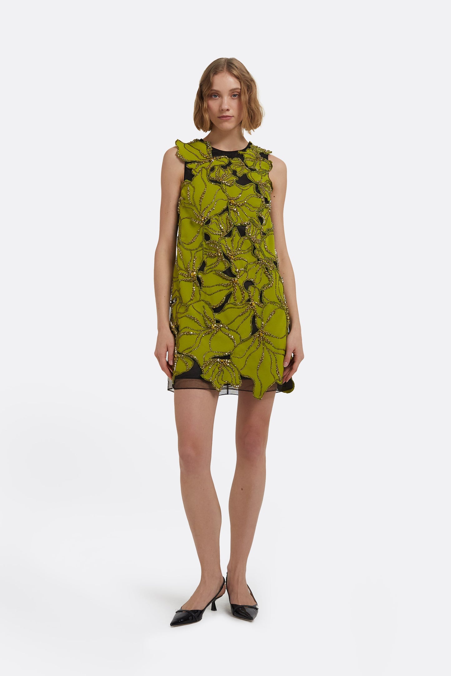 Amani Mini Dress in Woodbine with Embellishments