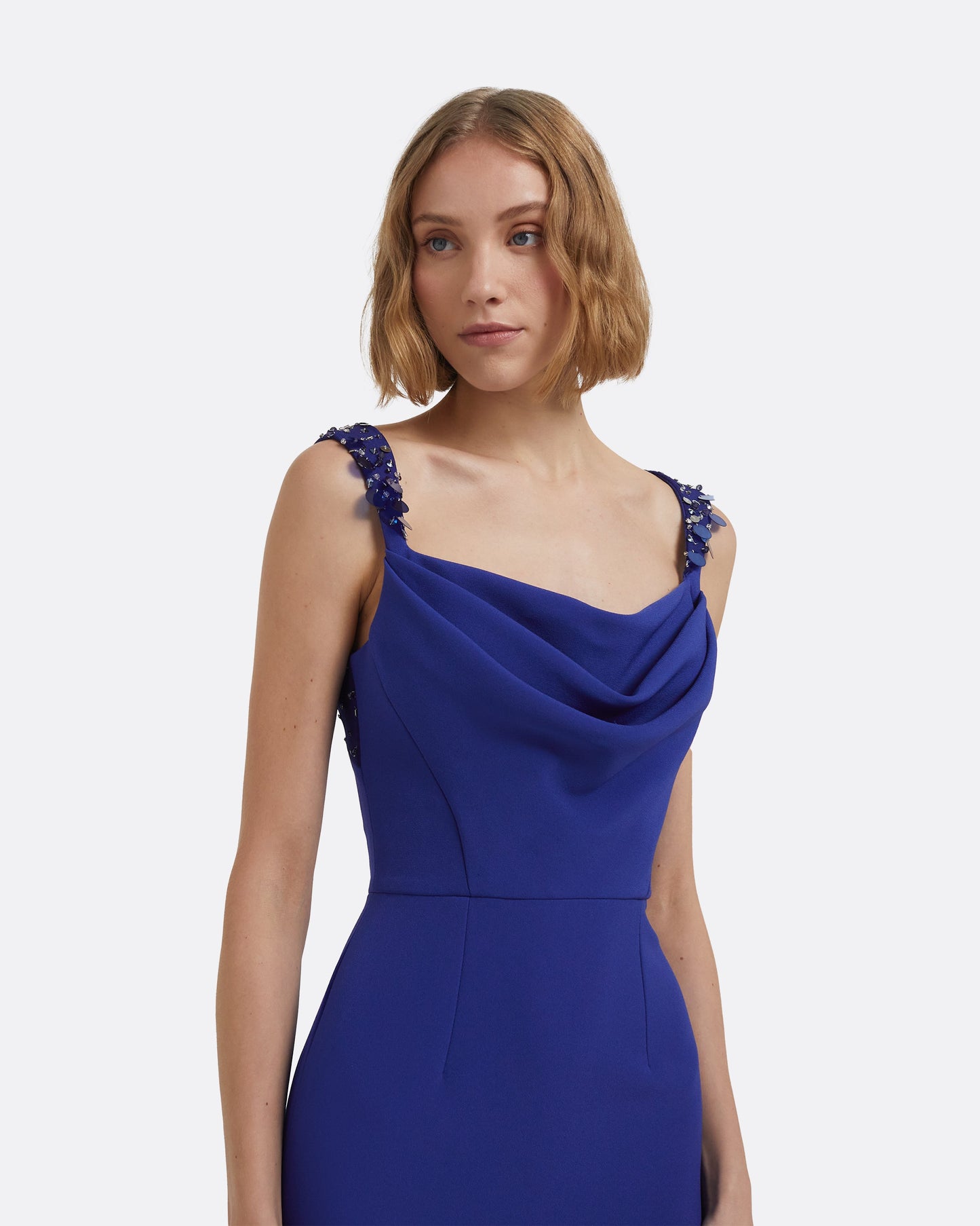 Melina Long Dress in Skiathos with Multi-Blues