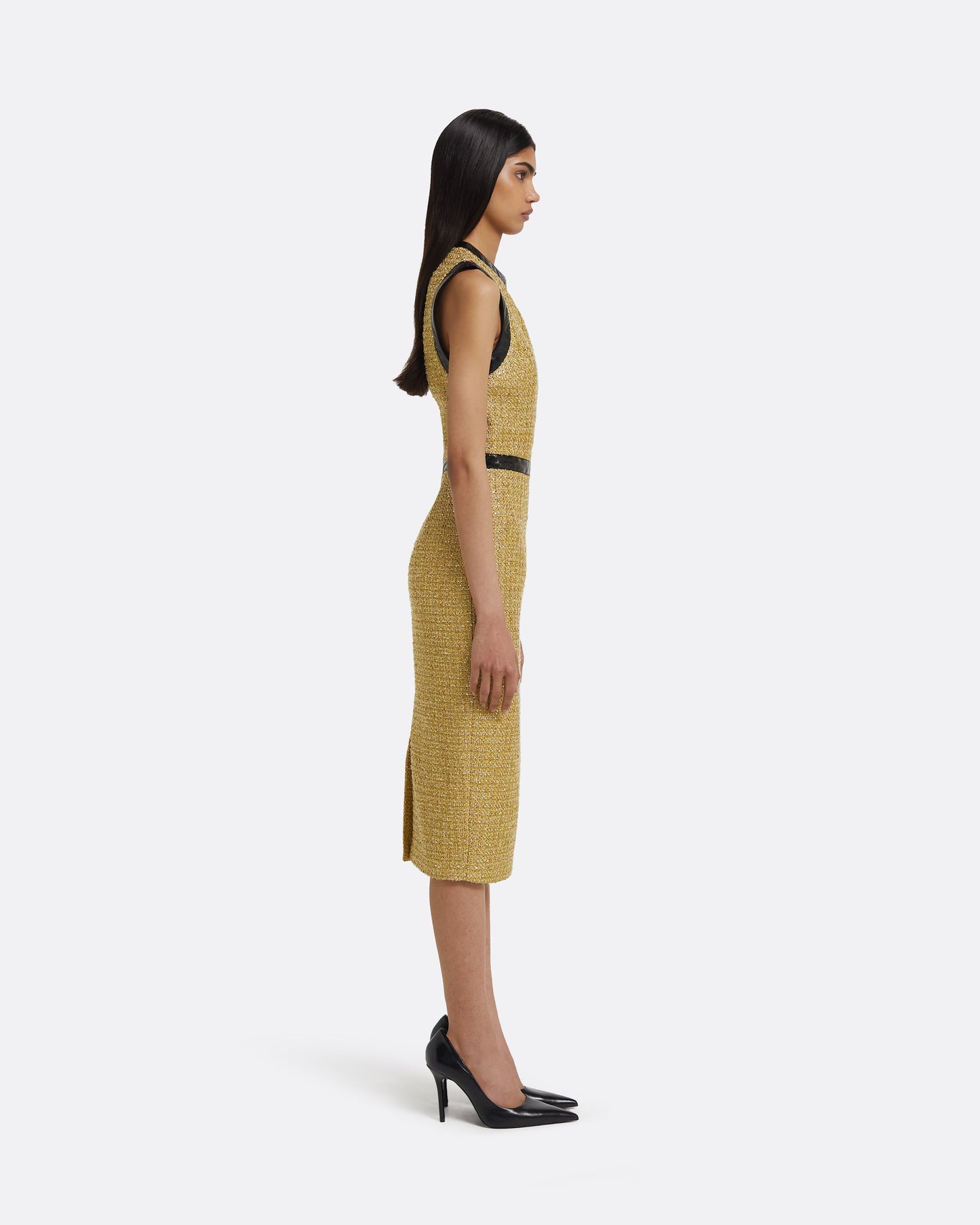 Peyton Midi Dress in Yellow Gold