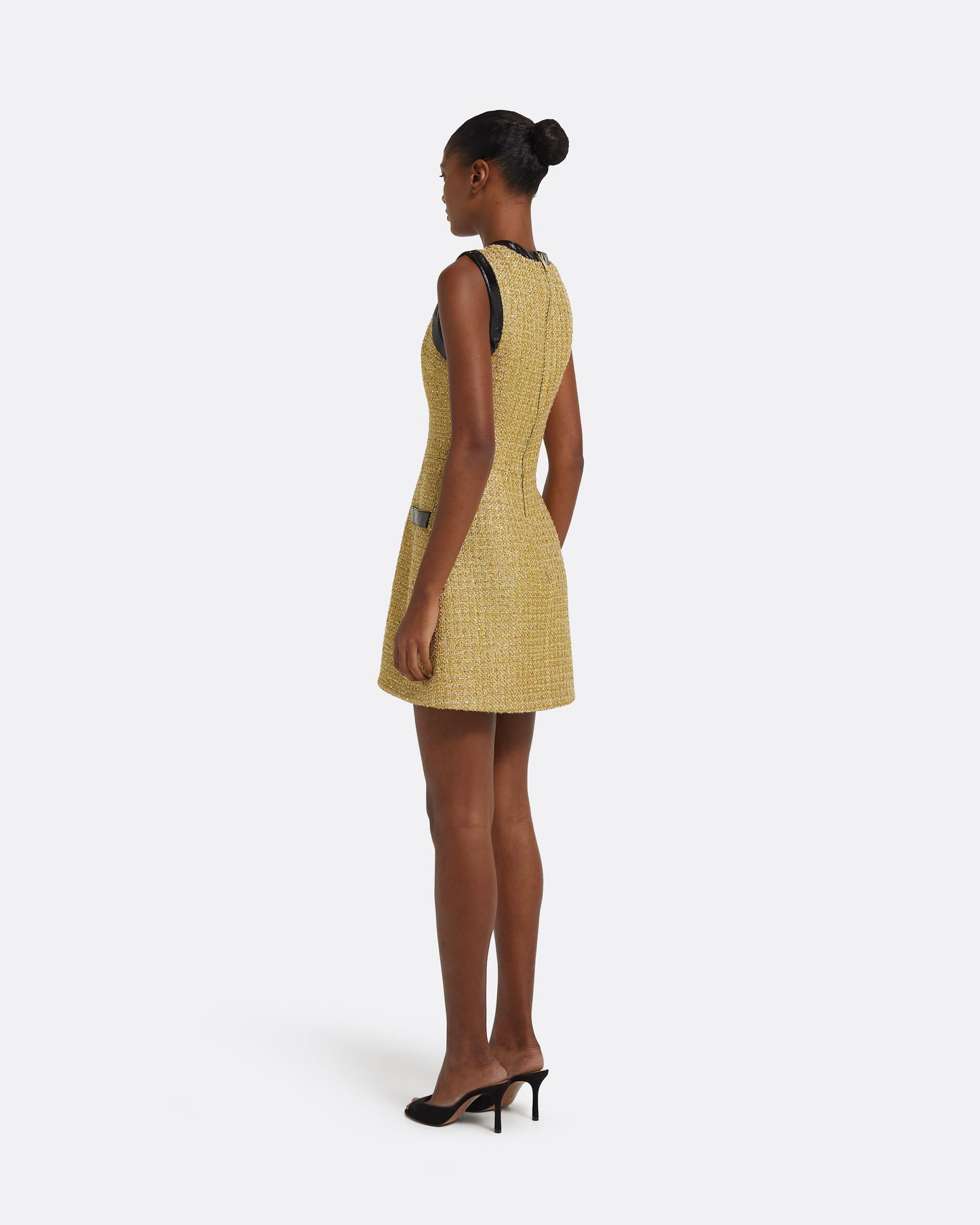 Hailey Short Dress in Black on Yellow Gold