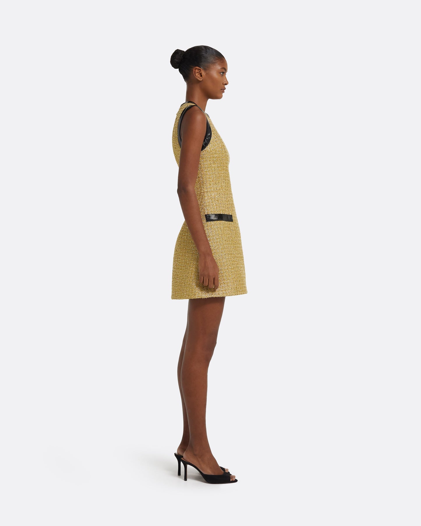 Hailey Short Dress in Black on Yellow Gold