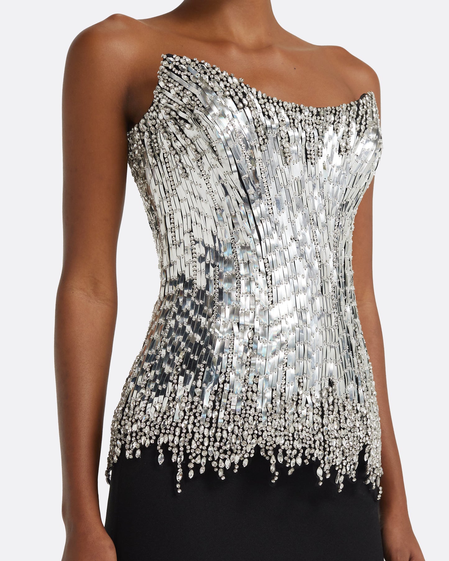 Regan Long Dress in Black with Crystal