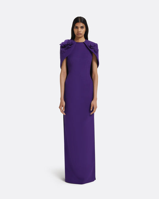 Lennox Long Dress in Pansy with Pansy Embellishment
