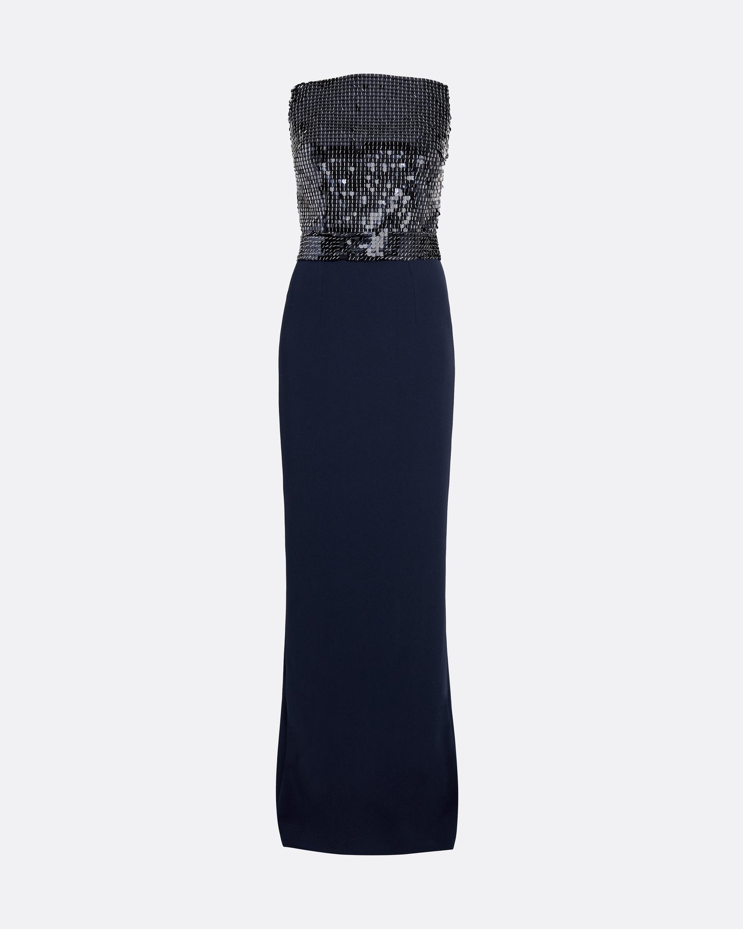 Amory Long Dress in Navy & Silver on Maritime Blue