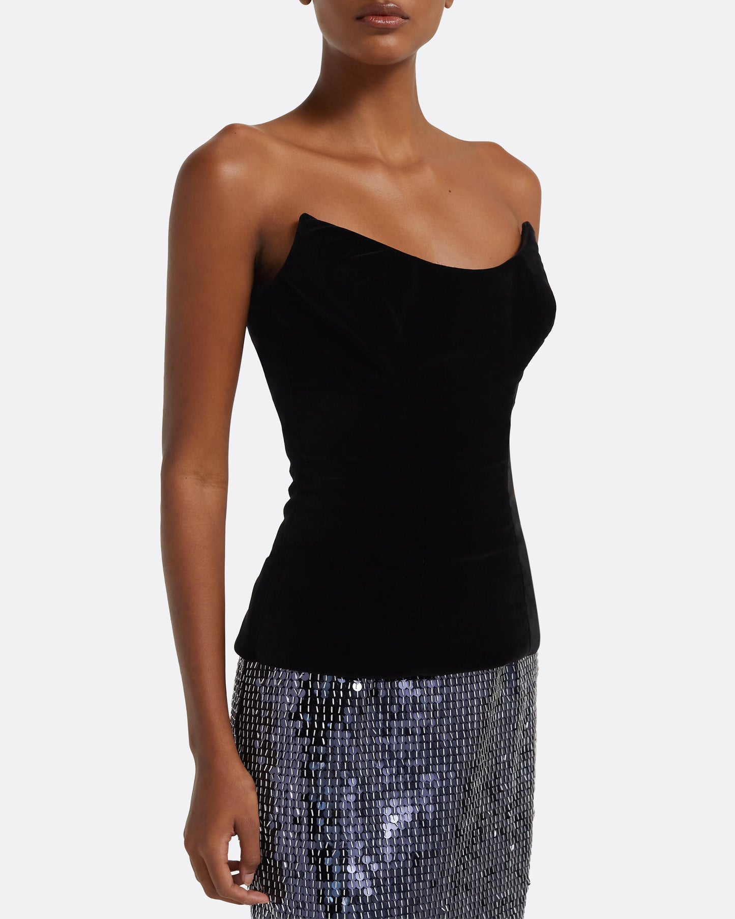 Aiden Long Dress in Black on Navy & Silver