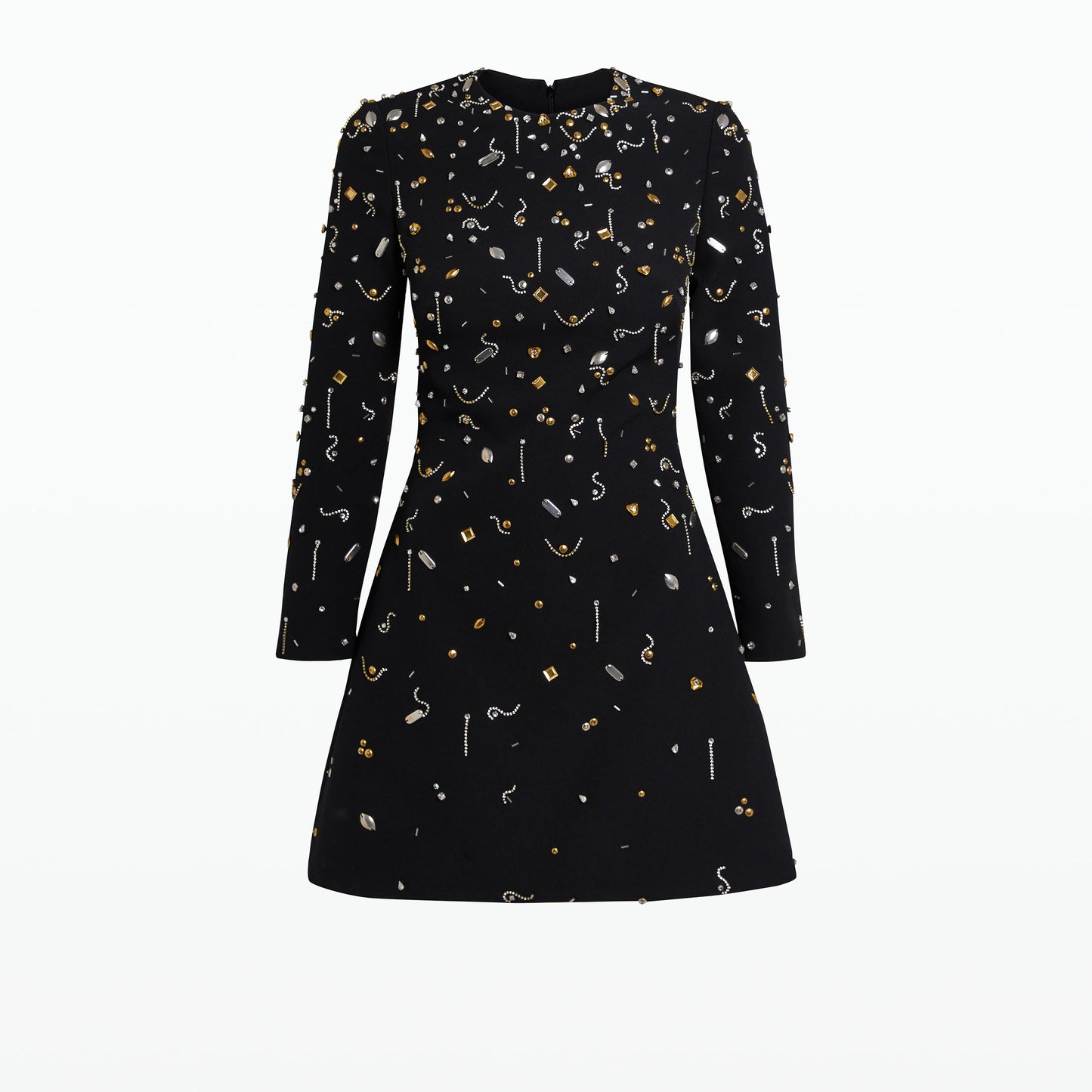 Rena Black & Celestial Scatter Embroidery Short Dress