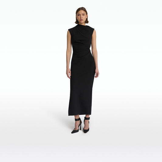 Salena Black Midi Dress