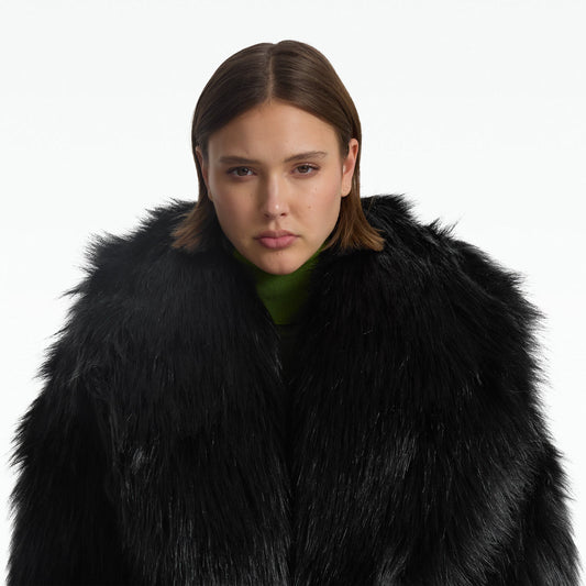 Anital Black Faux Fur Coat