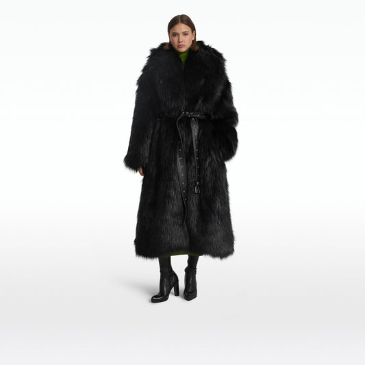 Anital Black Faux Fur Coat