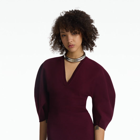 Nyla Currant Knit Midi Dress