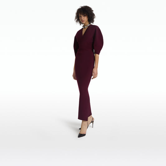 Nyla Currant Knit Midi Dress