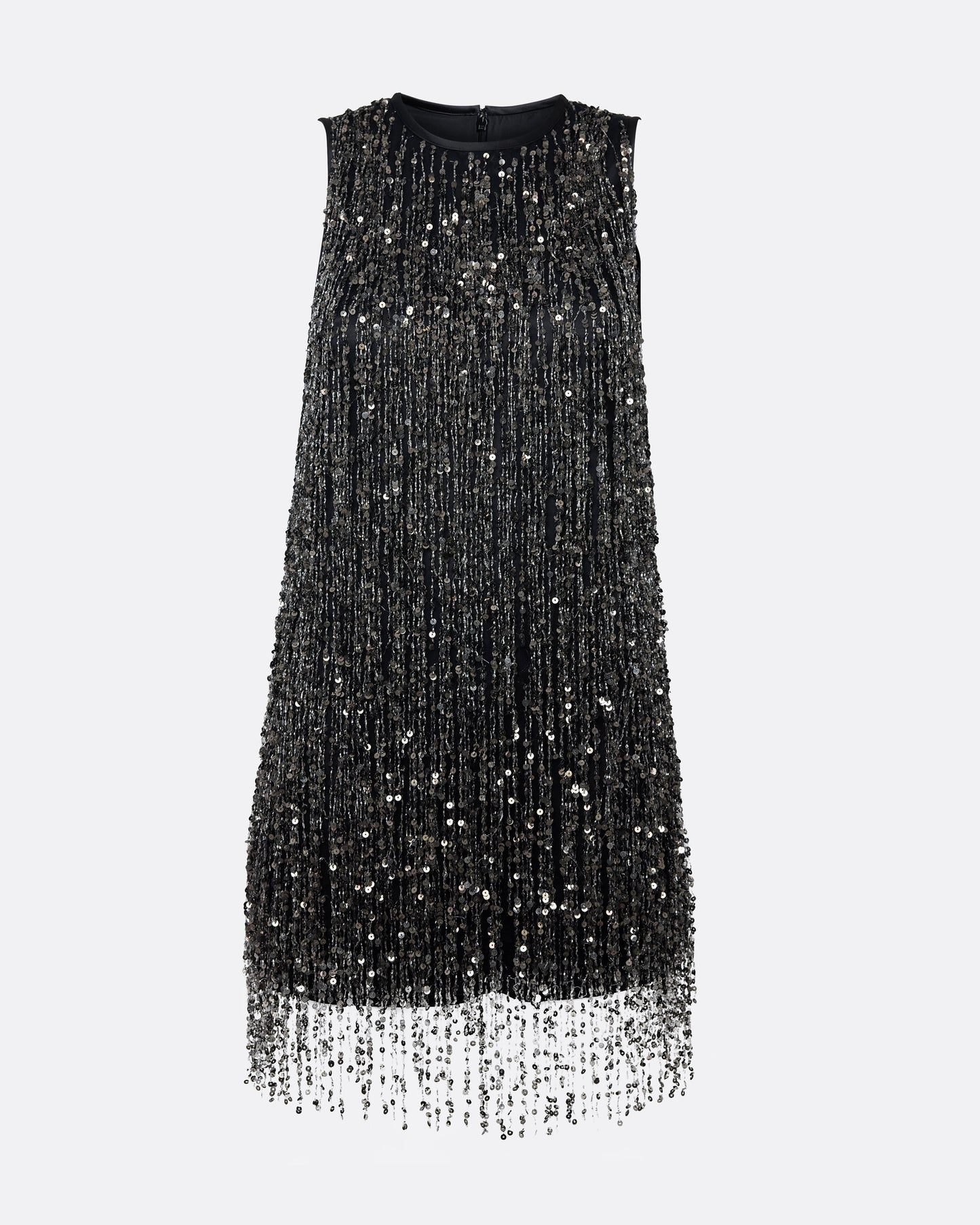 Amal Short Dress in Black with Gunmetal