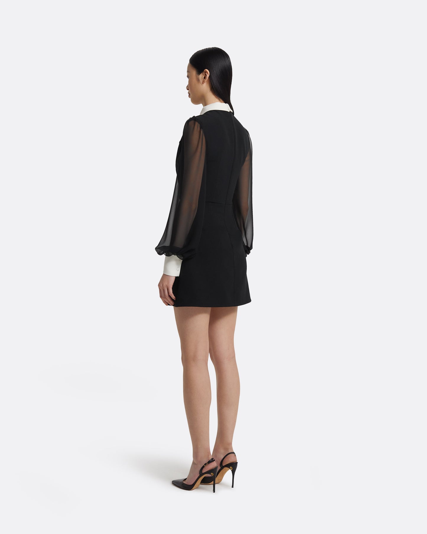 Karena Short Dress in Ivory on Black