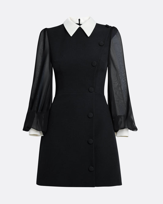 Karena Short Dress in Ivory on Black