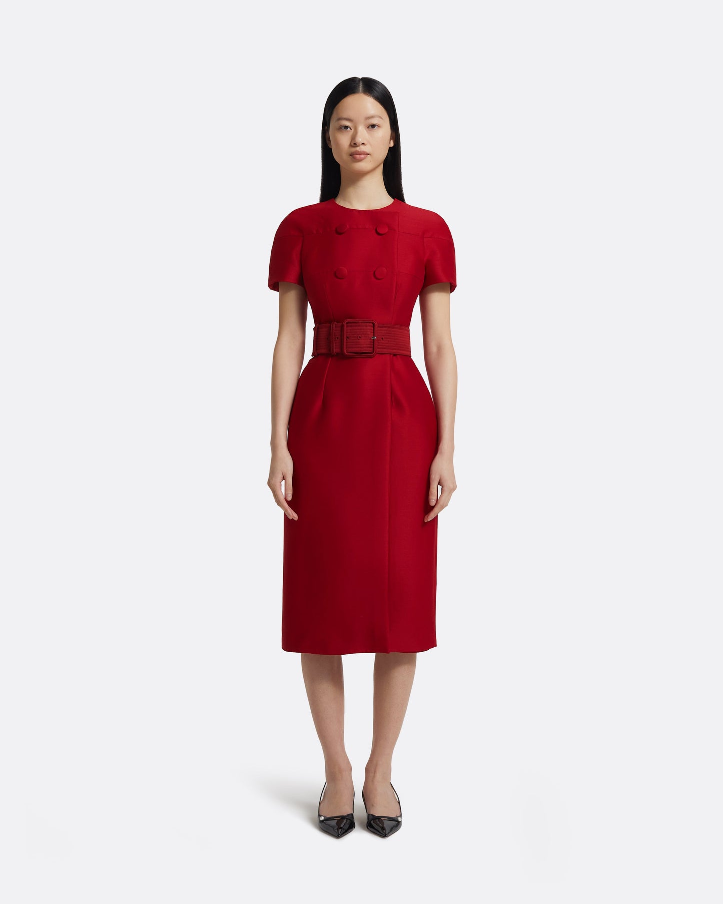 Kamari Midi Dress in Swinton on Radiant Red
