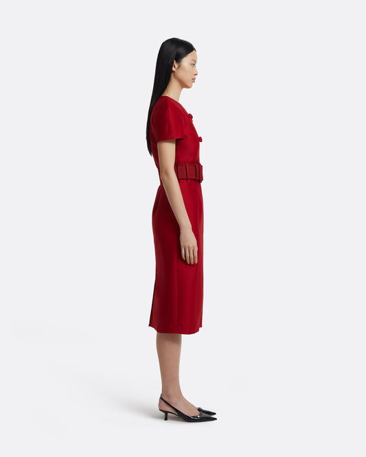 Kamari Midi Dress in Swinton on Radiant Red