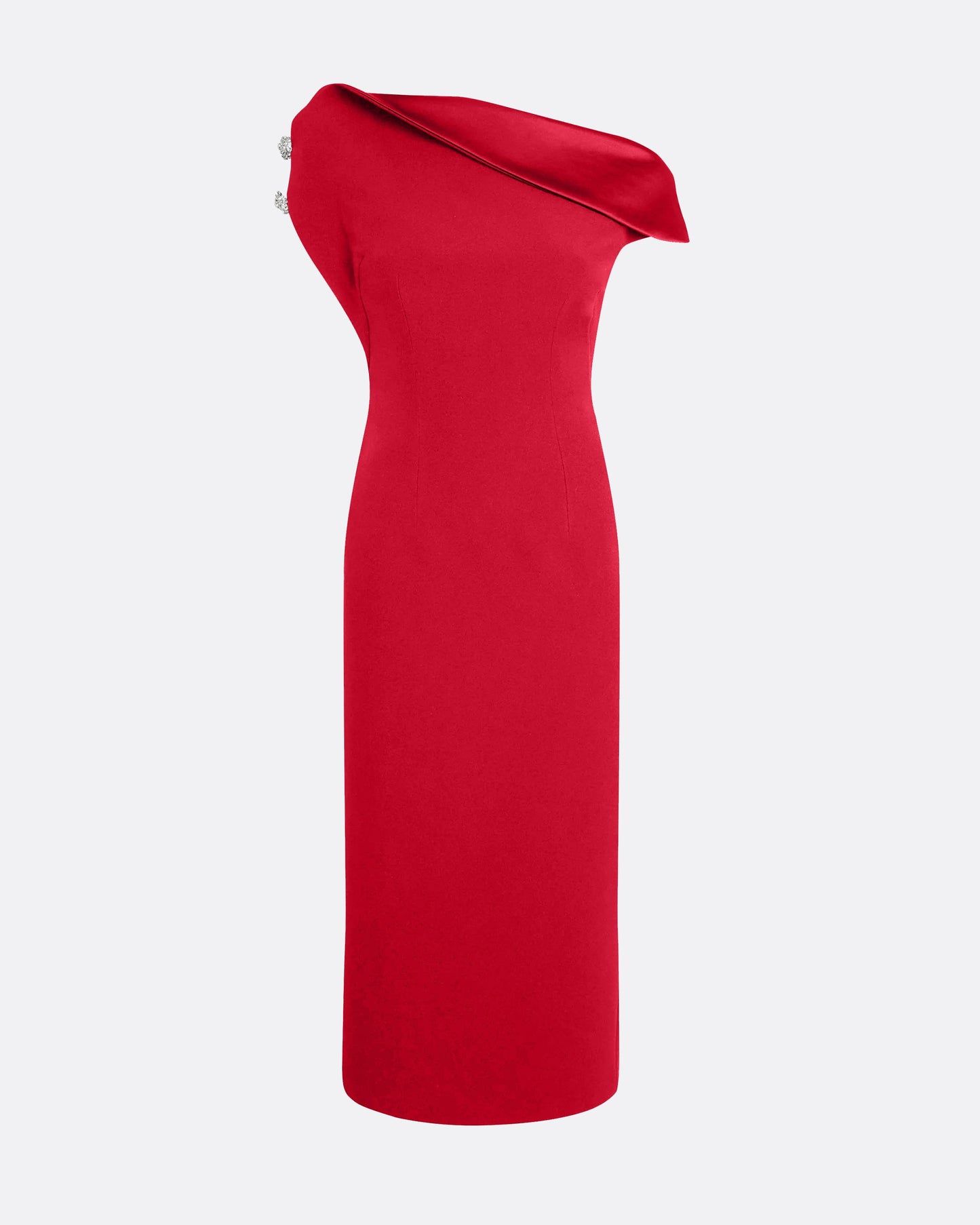 Reina Midi Dress in Crimson with Crystal
