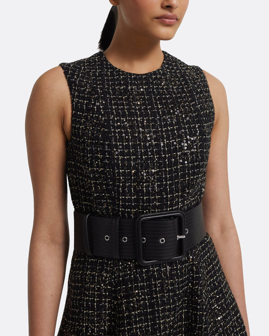 Okimi Dress in Black & Gold