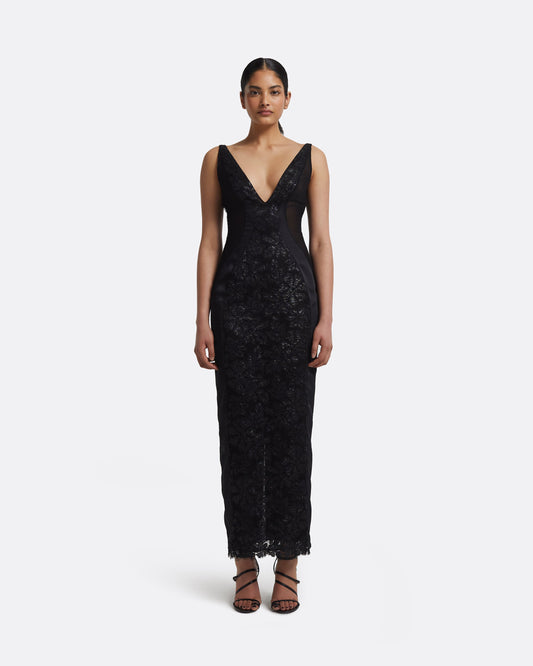 Kaya Midi Dress in Black