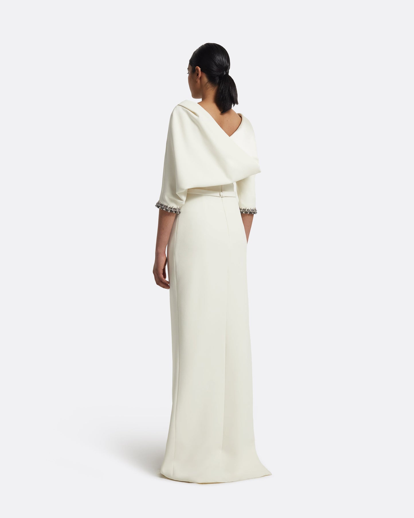 Amaris Long Dress in Ivory with Gunmetal