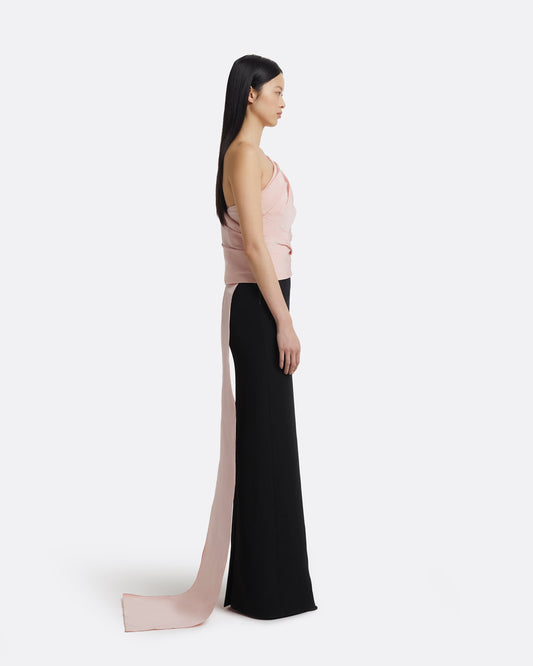 Tokiyo Long Dress in Peony Blush on Black