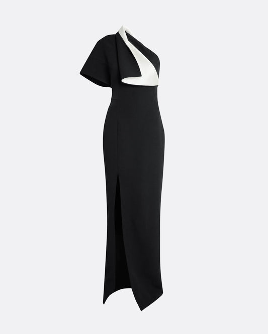 Yume Long Dress in Ivory on Black