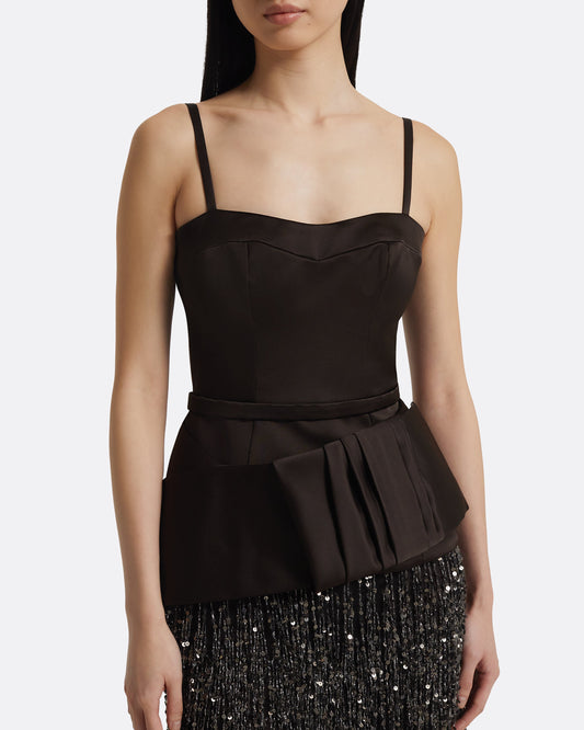 Sorai Long Dress in Peat Brown on Black