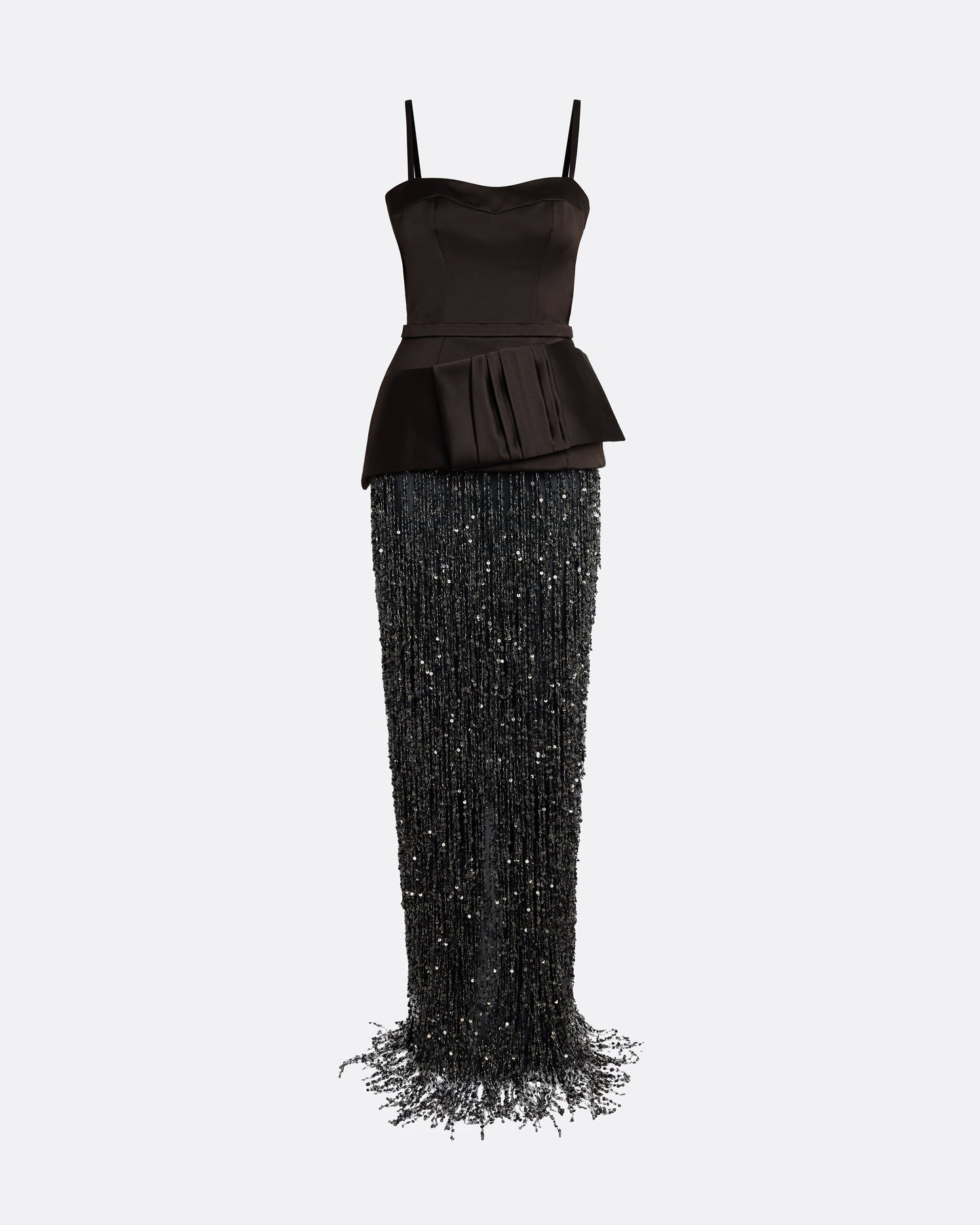Sorai Long Dress in Peat Brown on Black