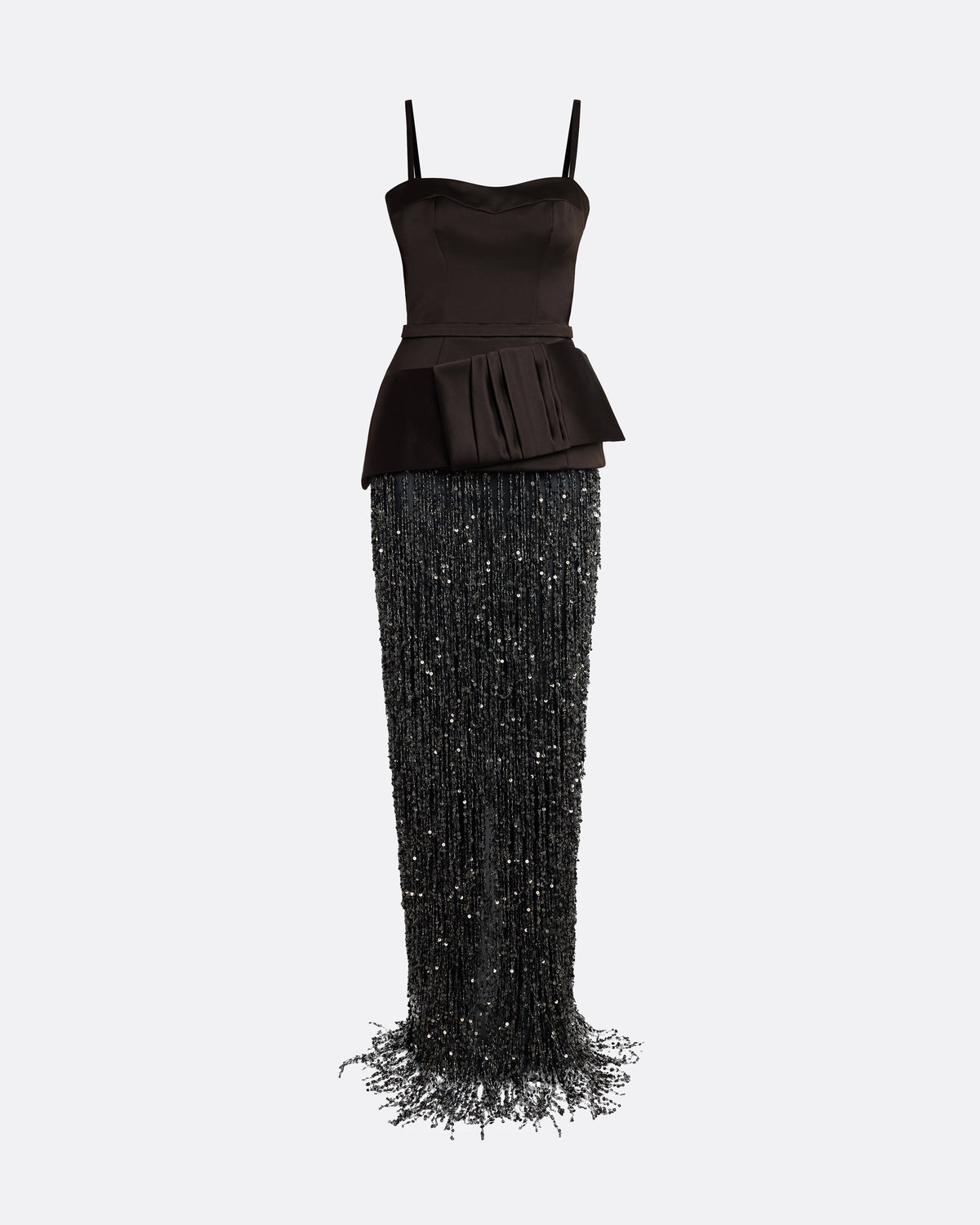 Sorai Long Dress in Peat Brown on Black