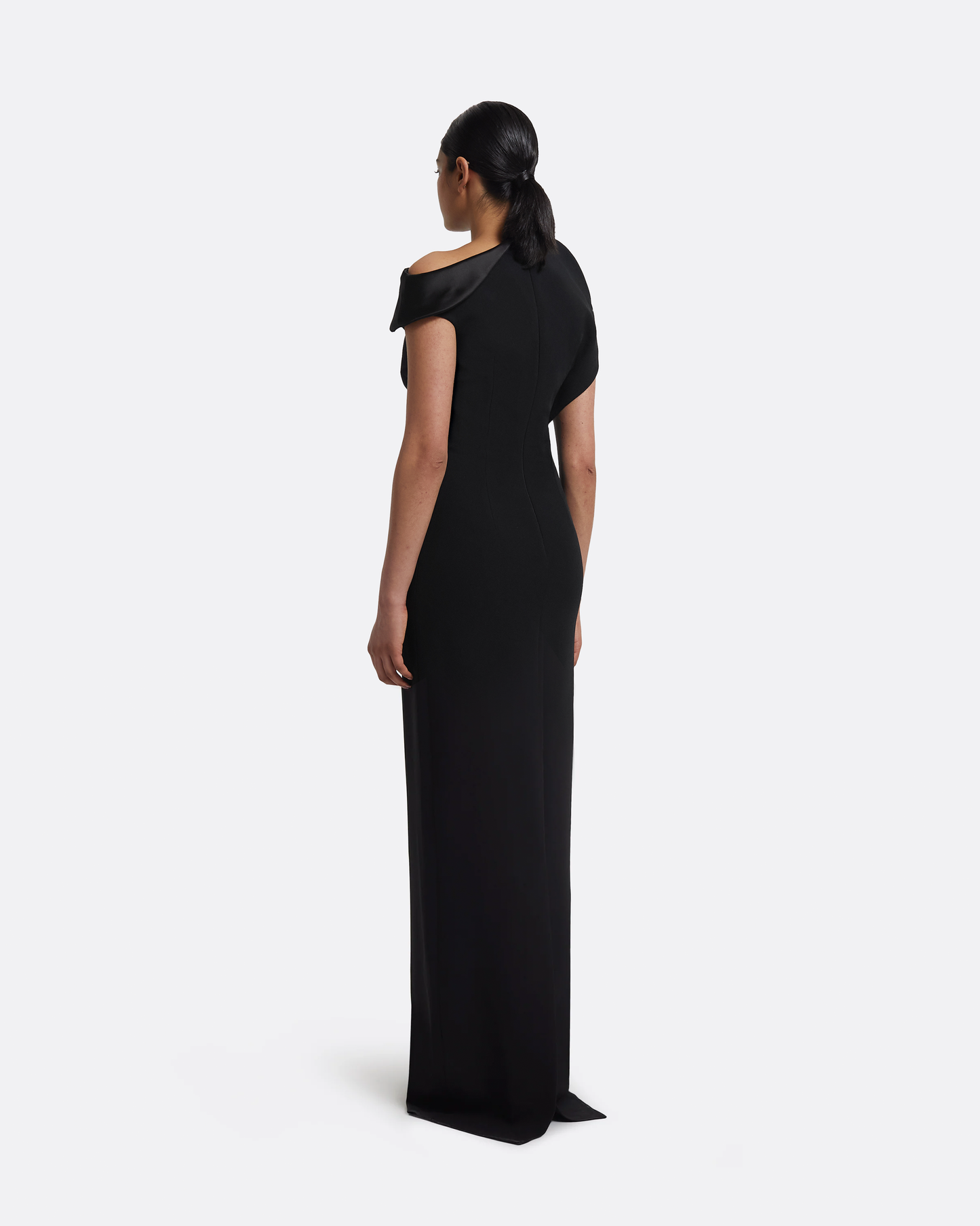 Relena Long Dress in Black with Crystal