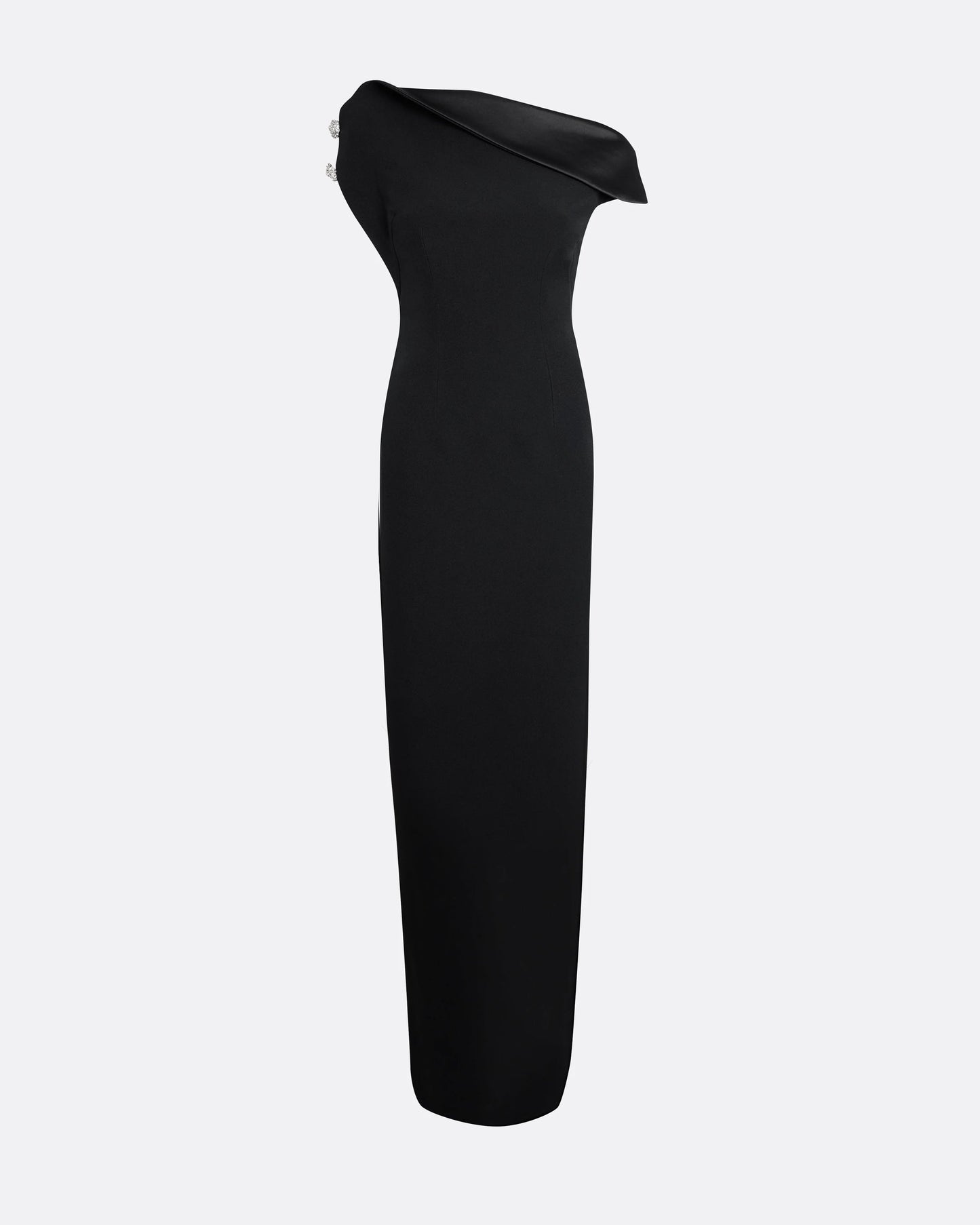 Relena Long Dress in Black with Crystal