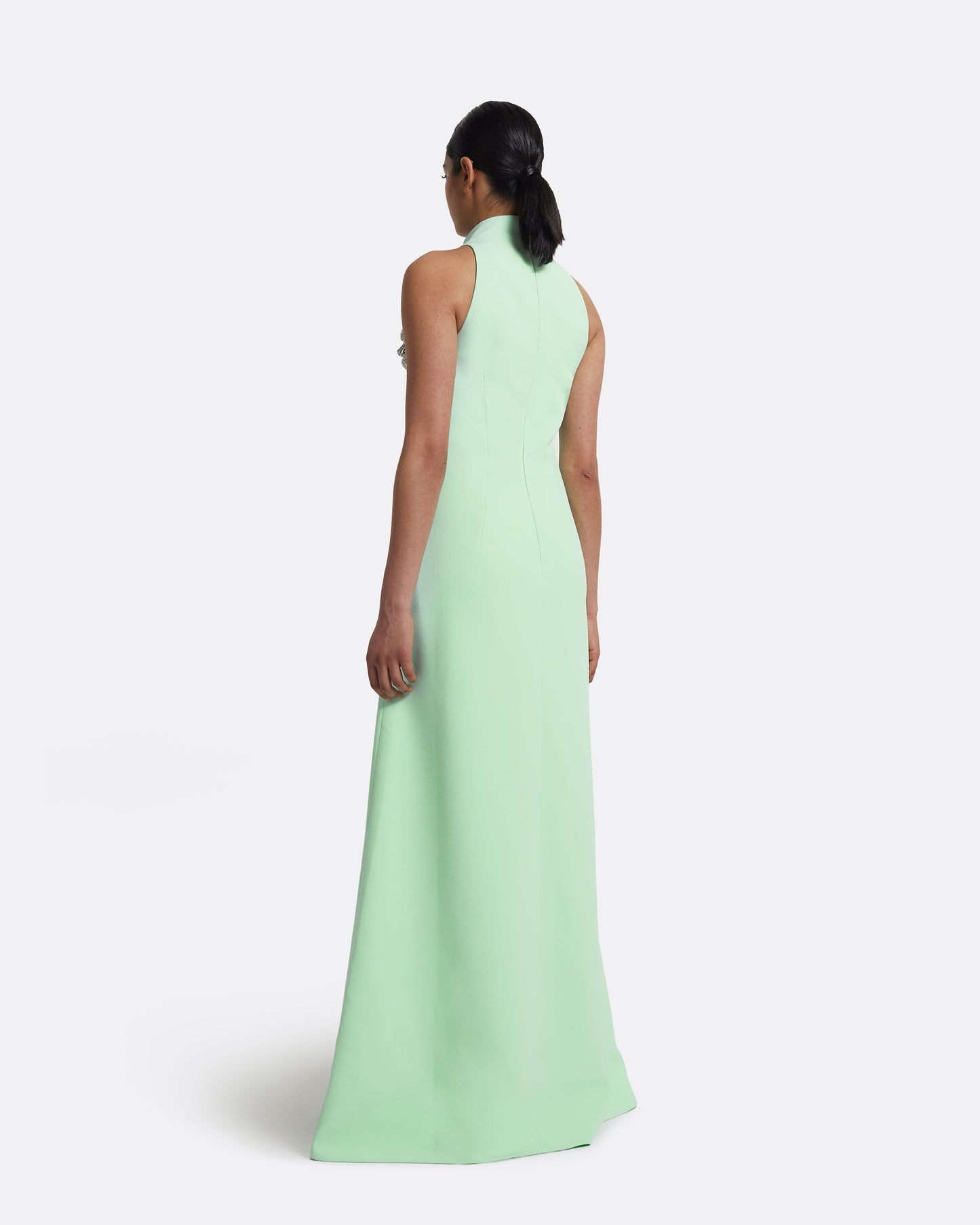 Priscilla Long Dress in Brook Green with Silver