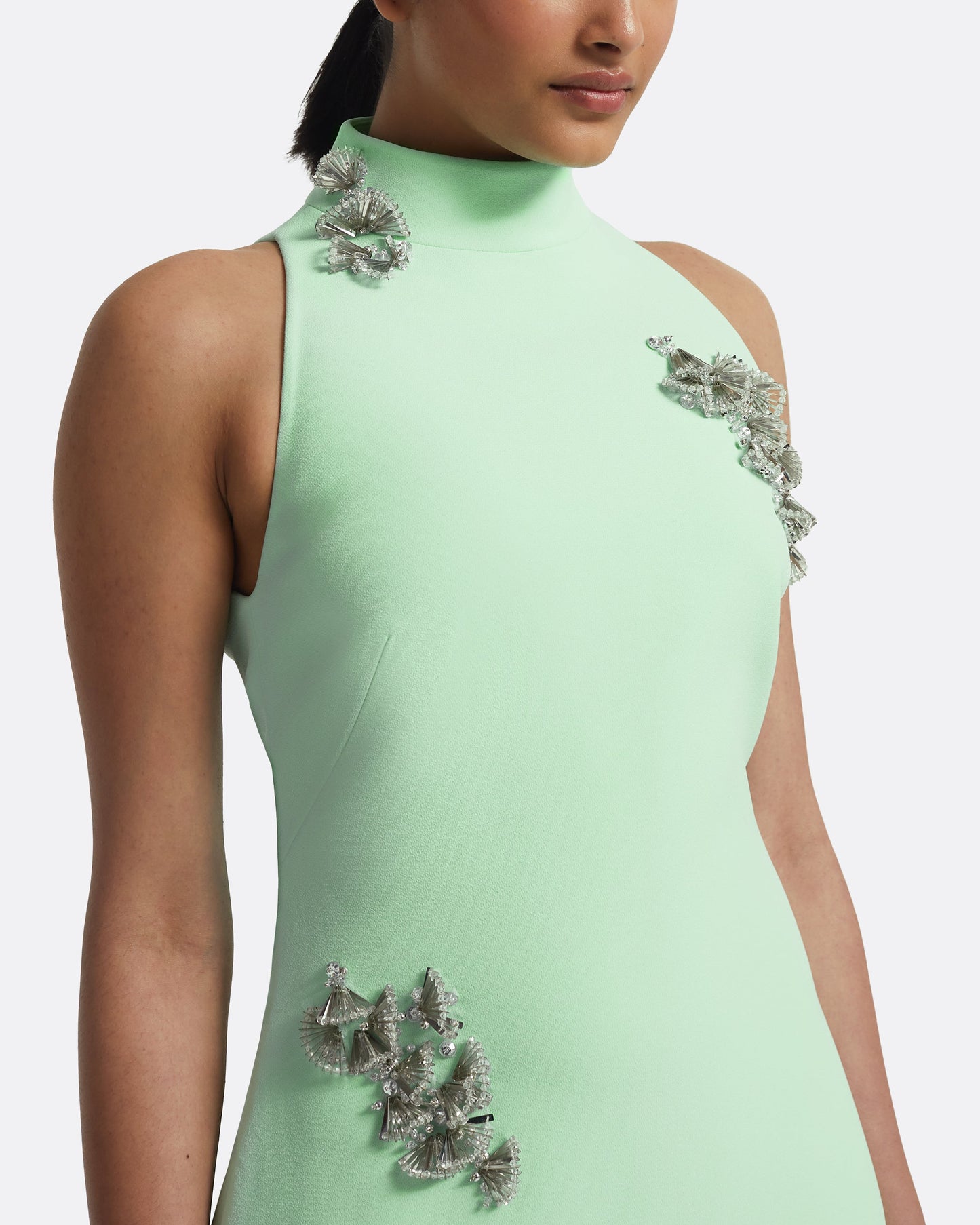 Priscilla Long Dress in Brook Green with Silver