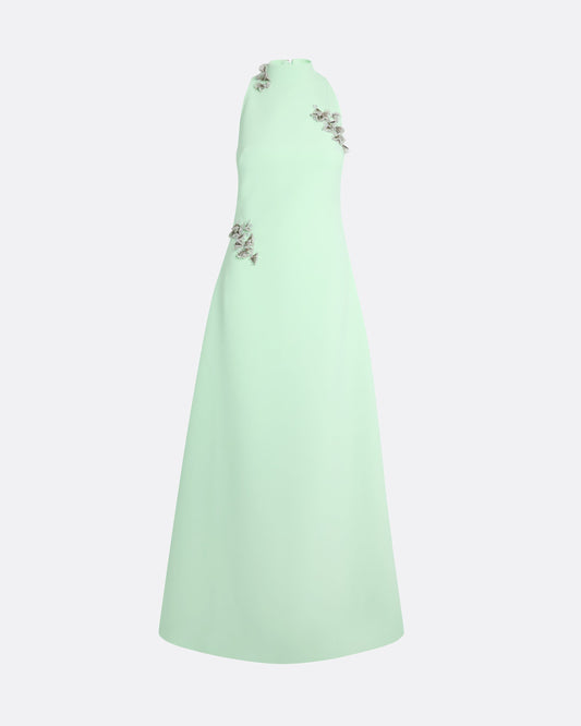 Priscilla Long Dress in Brook Green with Silver