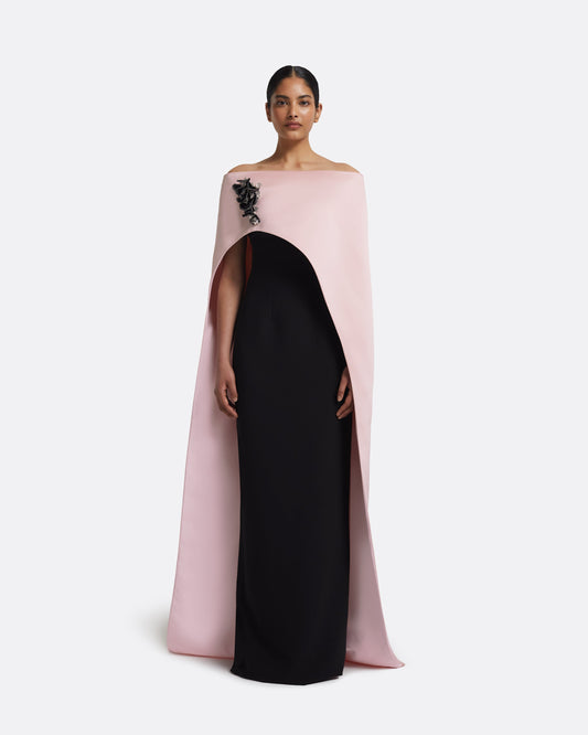 Azrael Long Dress & Maddox Harness in Lotus Bloom With Black Pearl