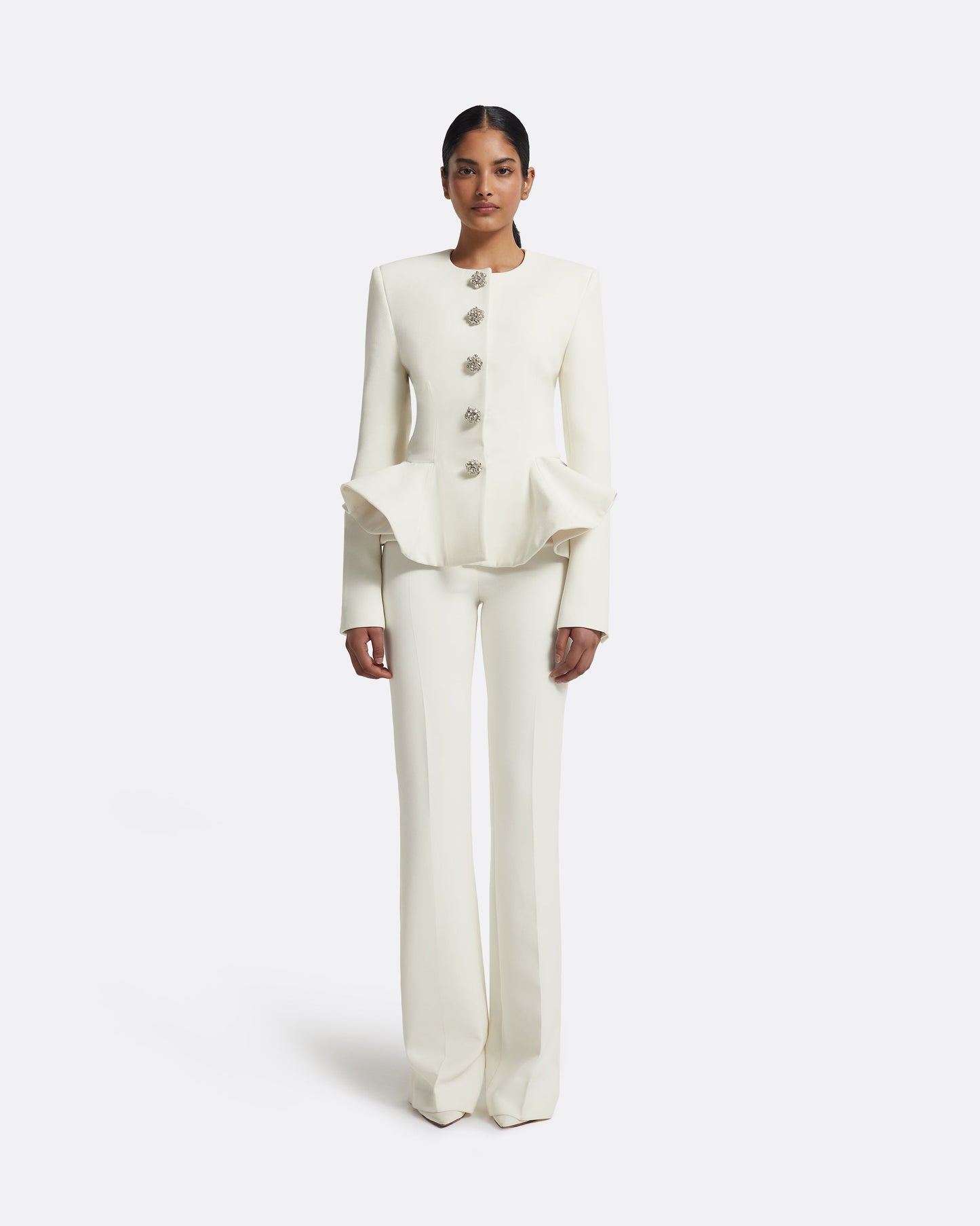 Tomomi Jacket in Ivory with Crystal