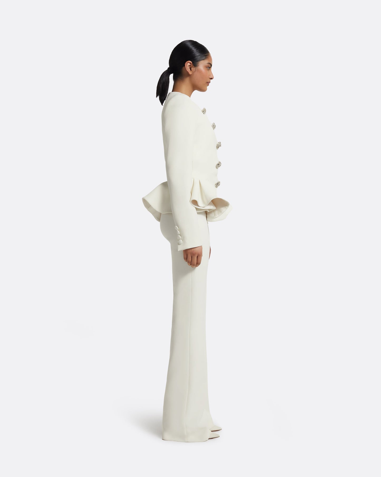 Tomomi Jacket in Ivory with Crystal