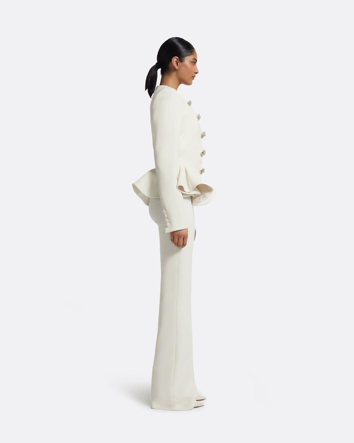 Tomomi Jacket in Ivory with Crystal