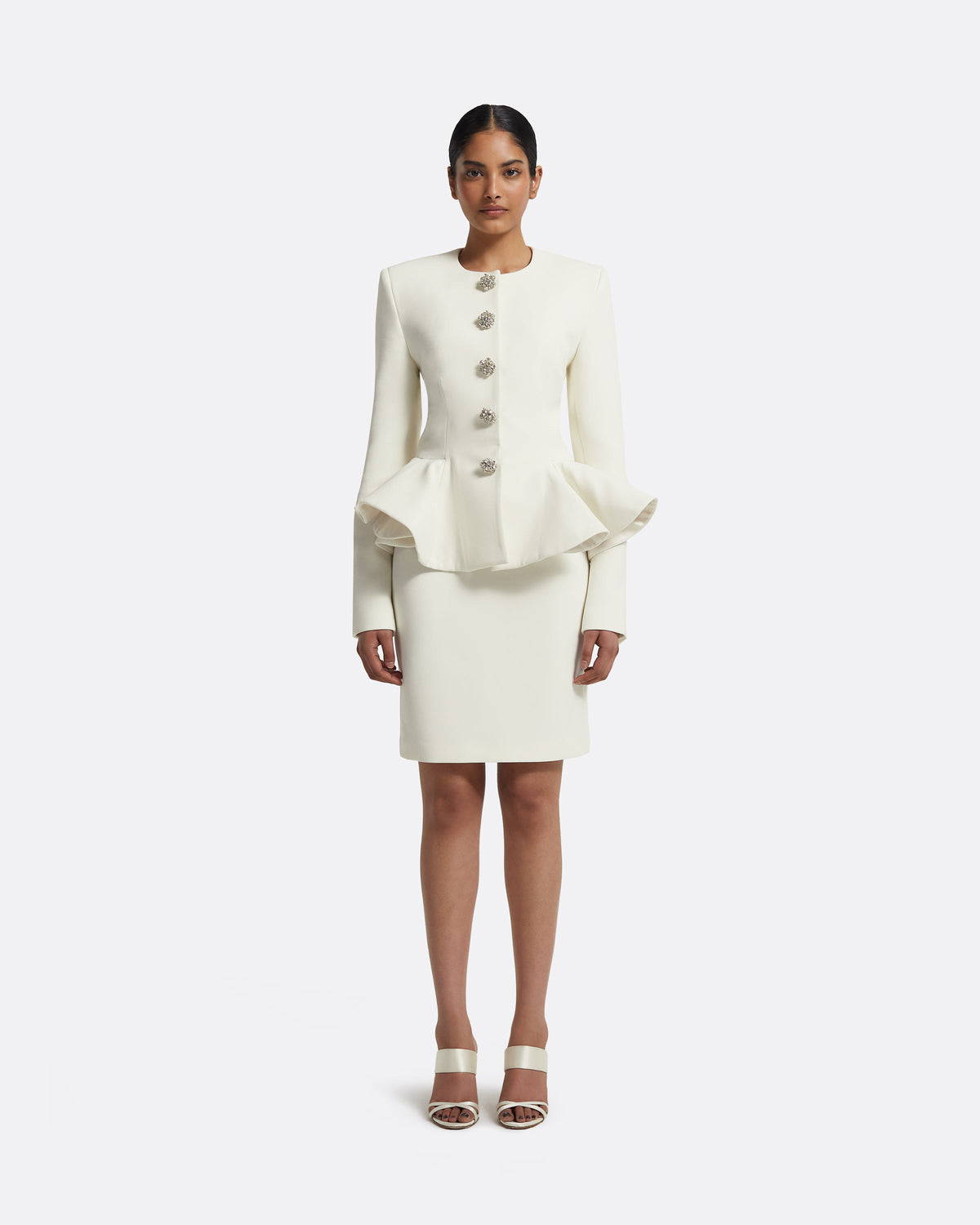 Tomomi Jacket in Ivory with Crystal